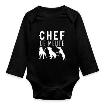 Chef de meute - Body Bébé bio manches longues - noir - Devant