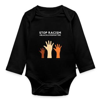 Halte au racisme, Black Lives Matter #blackouttuesday - Body Bébé bio manches longues - noir - Devant
