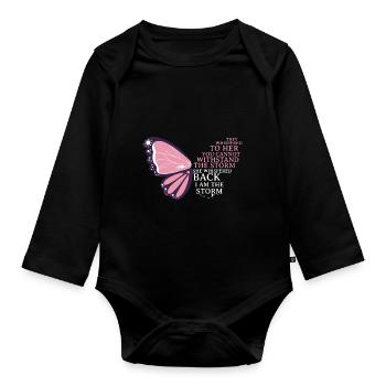 Citation de conception de papillon cool je suis la tempête - Body Bébé bio manches longues - noir - Devant