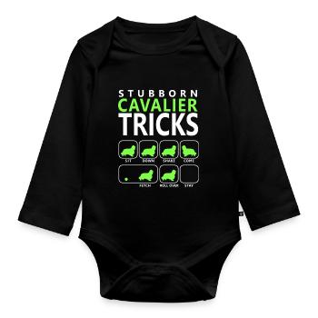 Stubborn Cavalier Tricks - Organic Longsleeve Baby Bodysuit - black - Front