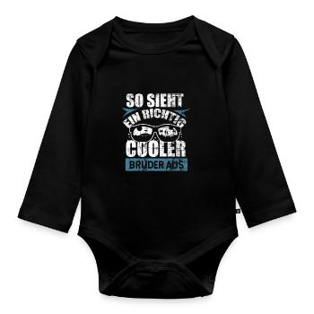 So sieht ein richtig cooler Bruder aus Geschenke - Baby Bio-Langarm-Body - Schwarz - Vorne