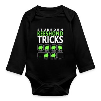 Stubborn Keeshond Tricks - Organic Longsleeve Baby Bodysuit - black - Front