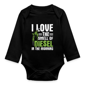Awesome Diesel Design Quote The Smell Of Diesel - Organic Longsleeve Baby Bodysuit - black - Front
