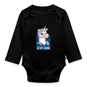 Unicorn unicorn funny fun funny design gift - Organic Longsleeve Baby Bodysuit - black - Front