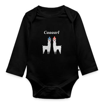 Llamas karl lamas with hats - Organic Longsleeve Baby Bodysuit - black - Front