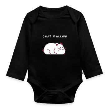 T-shirt cats Chat-Mallow humor gift - Organic Longsleeve Baby Bodysuit - black - Front
