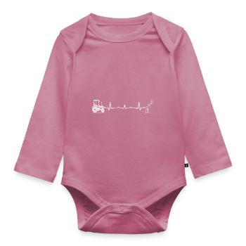 Perfect farmer tractor heartbeat gift music - Organic Longsleeve Baby Bodysuit - mauve - Front