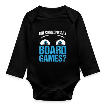 Citation drôle de conception de jeux de société - Body Bébé bio manches longues - noir - Devant