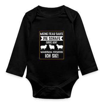 Schaf Schafe Hirte Schäfer Schafbesitzer Geschenk - Baby Bio-Langarm-Body - Schwarz - Vorne