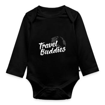 Awesome Travel Design Quote Travel Buddies - Organic Longsleeve Baby Bodysuit - black - Front