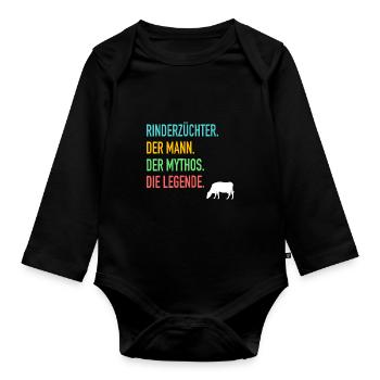 Rind Rinderzüchter Rinderbauer Rinder Geschenk - Baby Bio-Langarm-Body - Schwarz - Vorne