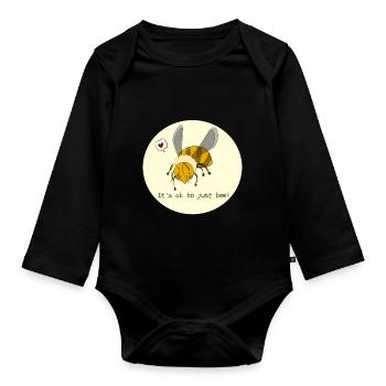 Derpy Bee en jaune - C'est bon de juste être abeille! - Body Bébé bio manches longues - noir - Devant