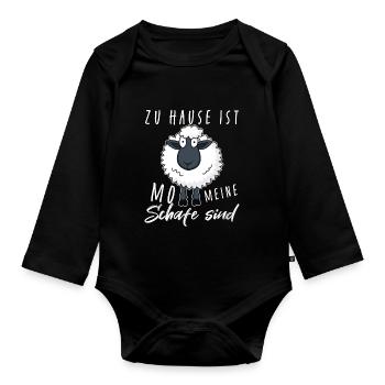 Zuhause ist wo meine Schafe sind I T-Shirt - Baby Bio-Langarm-Body - Schwarz - Vorne