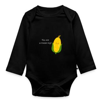 Corn - Organic Longsleeve Baby Bodysuit - black - Front