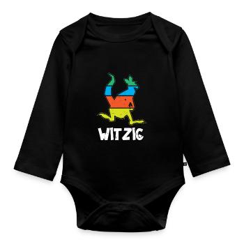 Känguru. Witzig. - Baby Bio-Langarm-Body - Schwarz - Vorne