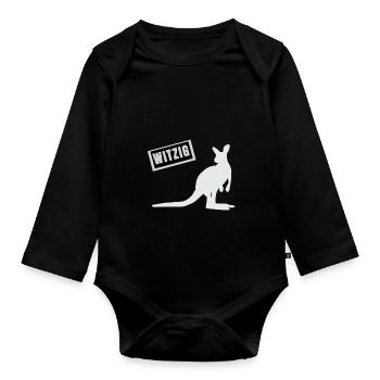 Känguru. Witzig. - Baby Bio-Langarm-Body - Schwarz - Vorne