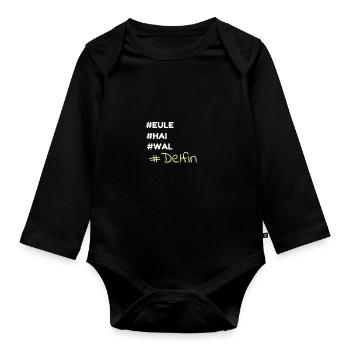 Delfin! Eule Hai Wal - Baby Bio-Langarm-Body - Schwarz - Vorne