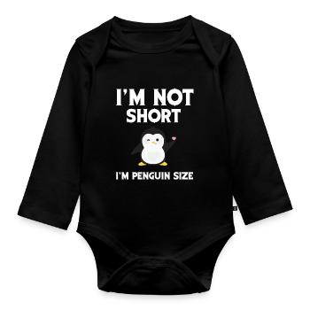 Je ne suis pas petit, je suis la taille des pingouins - Body Bébé bio manches longues - noir - Devant