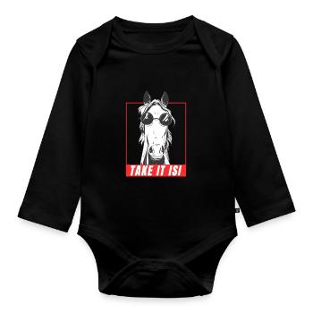 Isländer Spruch Take It Isi I Pferde Reiten - Baby Bio-Langarm-Body - Schwarz - Vorne