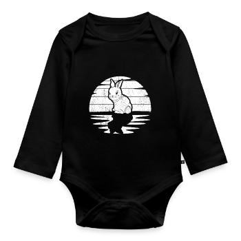 Artistic Rabbit Graphic Design Awesome Rabbit Art - Baby Bio-Langarm-Body - Schwarz - Vorne