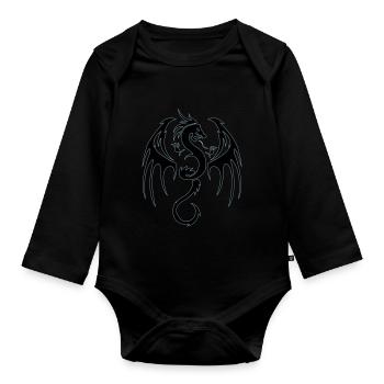 dragon tribal - Baby Bio-Langarm-Body - Schwarz - Vorne