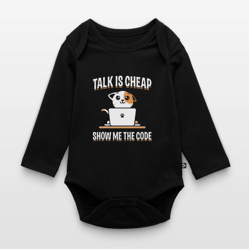 Citation de conception de programmeur impressionnante Montrez-moi le code Body Bébé bio manches longues