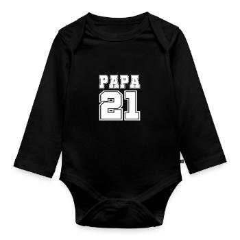 Dad 2021 expectant father gift present idea - Organic Longsleeve Baby Bodysuit - black - Front