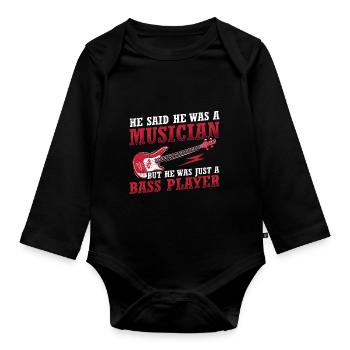 Humour Musician Design Quote Just A Bass Player - Body Bébé bio manches longues - noir - Devant