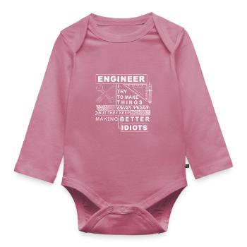 IDIOT PROOF - Mécanicien Ingénieur Idiot Proof - Body Bébé bio manches longues - mauve - Devant