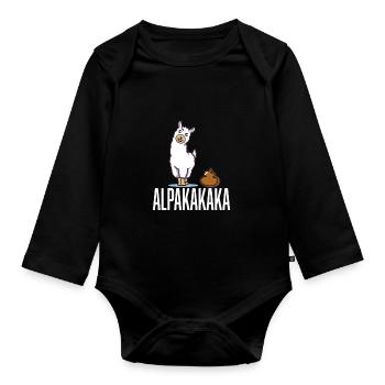 Funny alpaca saying gift - Organic Longsleeve Baby Bodysuit - black - Front
