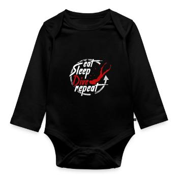 EAT SLEEP DIVE REPEAT diving freediving apnea - Organic Longsleeve Baby Bodysuit - black - Front