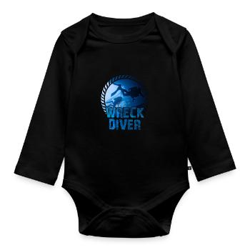 Wreck diver diving freediving apnea sea - Organic Longsleeve Baby Bodysuit - black - Front