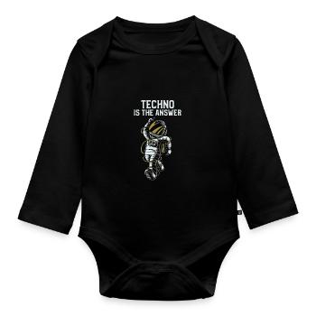 Techno Is The Answer - Baby Bio-Langarm-Body - Schwarz - Vorne