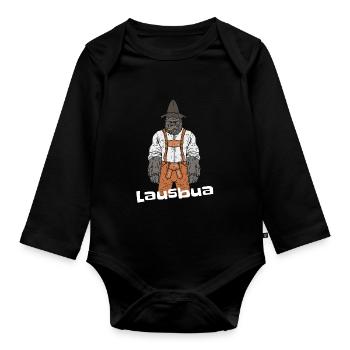 Lausbua lustiger Spruch Geschenk Design. - Baby Bio-Langarm-Body - Schwarz - Vorne