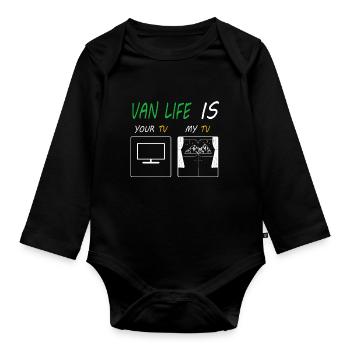 Van Life Is - Baby Bio-Langarm-Body - Schwarz - Vorne