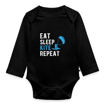 Kite surfing and kiting - Organic Longsleeve Baby Bodysuit - black - Front