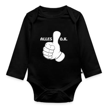Daumen hoch Alles O.K. - Baby Bio-Langarm-Body - Schwarz - Vorne
