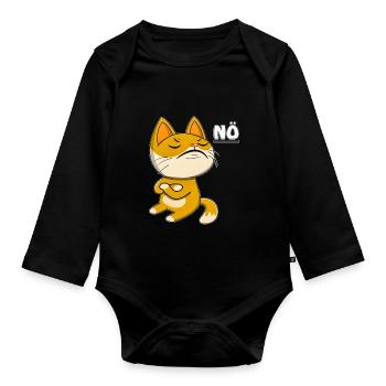 144 KATZE NEIN - Baby Bio-Langarm-Body - Schwarz - Vorne