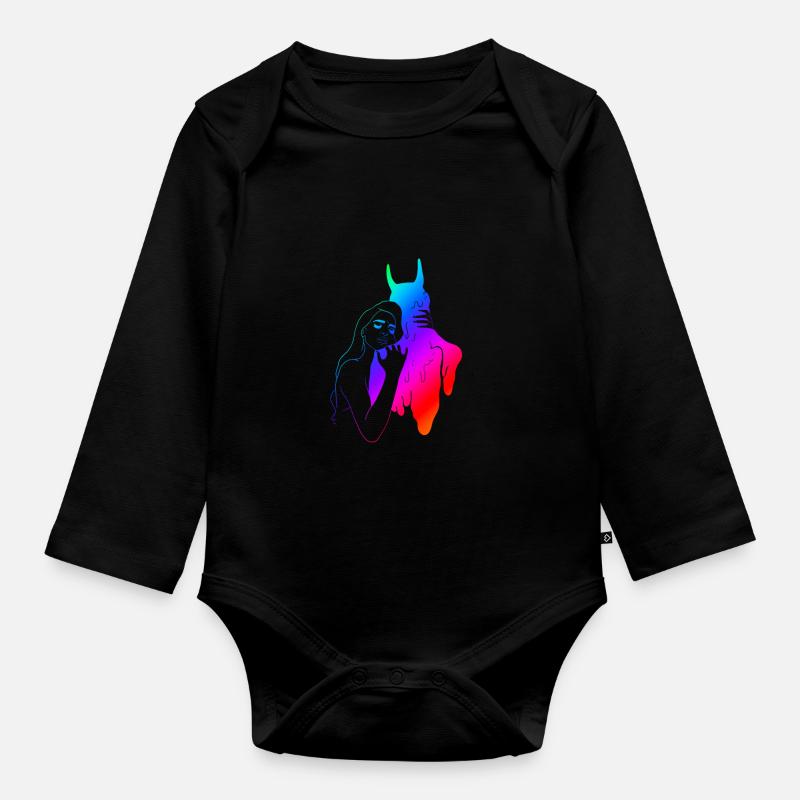 Hug devil hug Halloween gift Satan - Organic Longsleeve Baby Bodysuit - black
