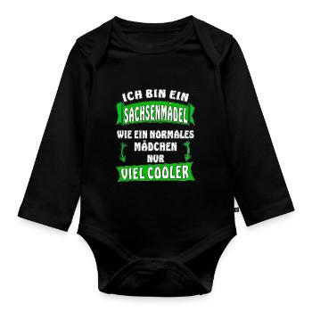 ICH BIN EIN SACHSENMÄDEL - Baby Bio-Langarm-Body - Schwarz - Vorne