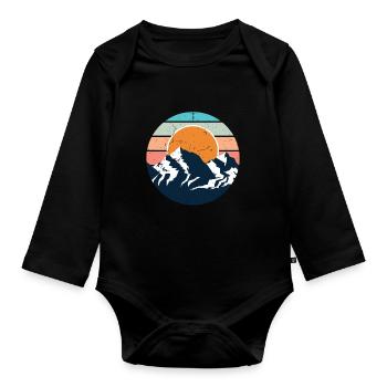 Heartbeat mountains - Organic Longsleeve Baby Bodysuit - black - Front