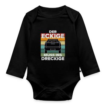 Der Eckige Muss Ins Dreckige 4x4 Pickup Offroad - Baby Bio-Langarm-Body - Schwarz - Vorne