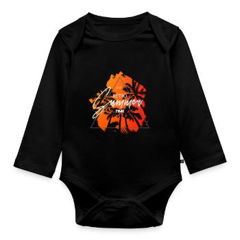 Summertime Retro Vintage Style Colored Font - Organic Longsleeve Baby Bodysuit - black - Front