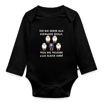 Ich bin gerne das schwarze Schaf - Baby Bio-Langarm-Body - Schwarz - Vorne