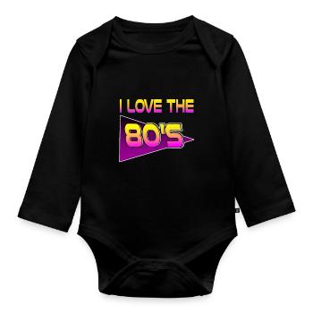 J'aime les années 80 Vintage Retro 80s - Body Bébé bio manches longues - noir - Devant