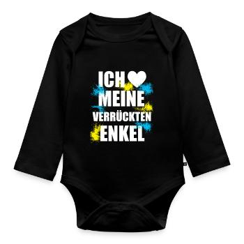 Liebe - Enkel - Baby Bio-Langarm-Body - Schwarz - Vorne