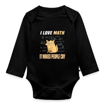 I love Math Katze Kätzchen Mathegenie Mathe Lehrer - Baby Bio-Langarm-Body - Schwarz - Vorne