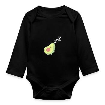 Sleeping Avocado Cute Baby Kids Gift Vegan - Organic Longsleeve Baby Bodysuit - black - Front