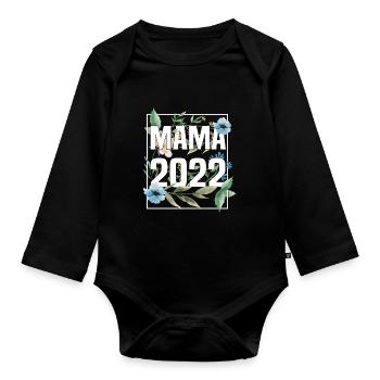 Future maman 2022 Grossesse naissance bébé - Body Bébé bio manches longues - noir - Devant