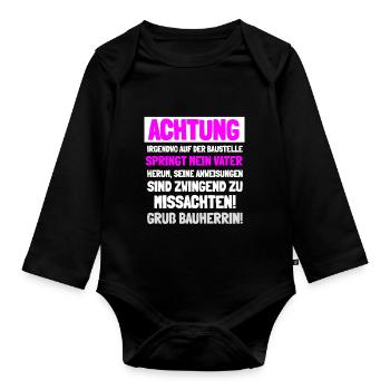 Bauherrin Geschenkidee - Baby Bio-Langarm-Body - Schwarz - Vorne